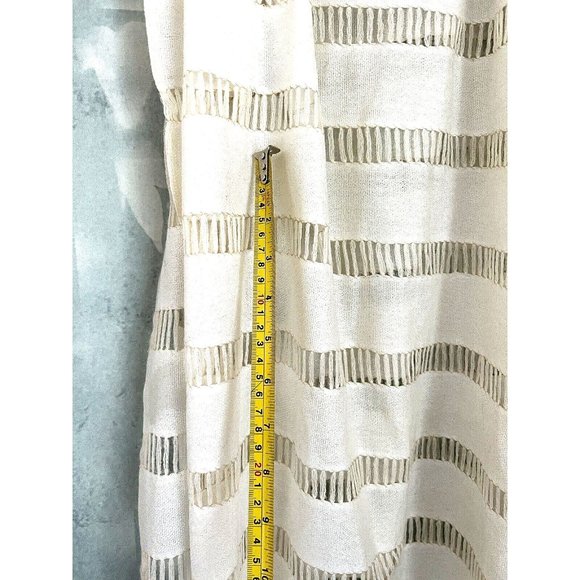 Bohemian Semi-Sheer Lacy Long Scarf Shawl Wrap Fringe Ivory Off-White - Picture 10 of 14